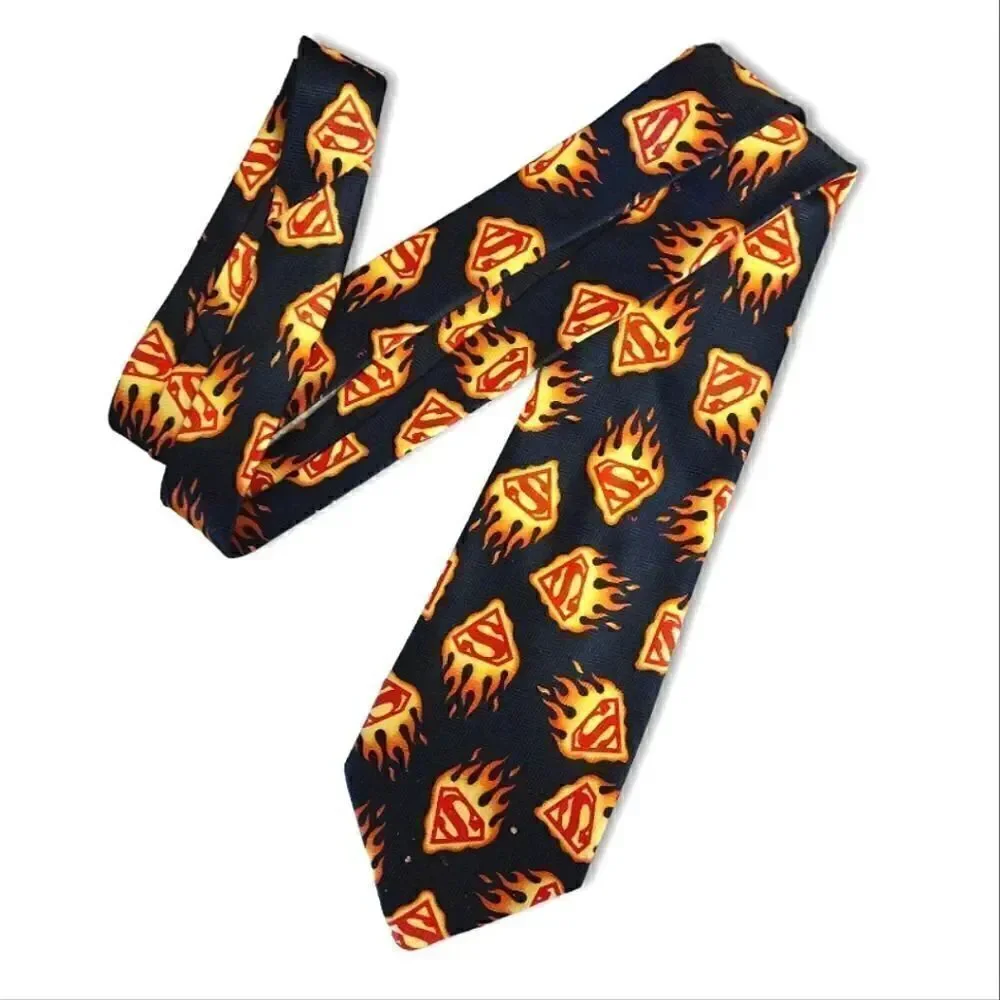2 VTG DC Comics Superman Logos Black‎ Blue Satin Neck Ties Bundle